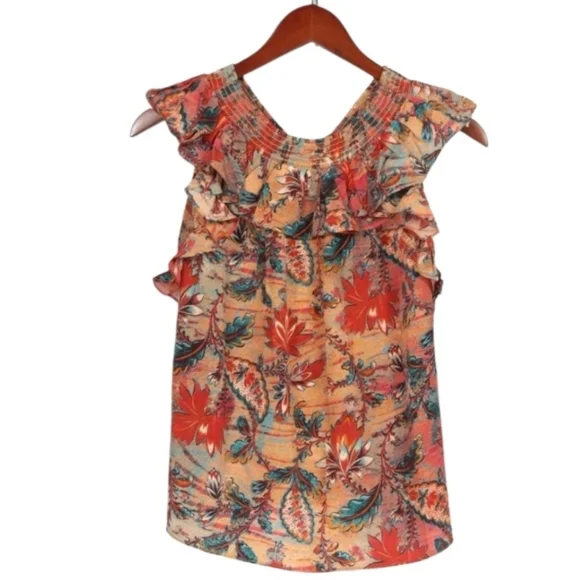 Ulla Johnson Tulip Floral Silk Ruffle Blouse - Picture 2 of 2